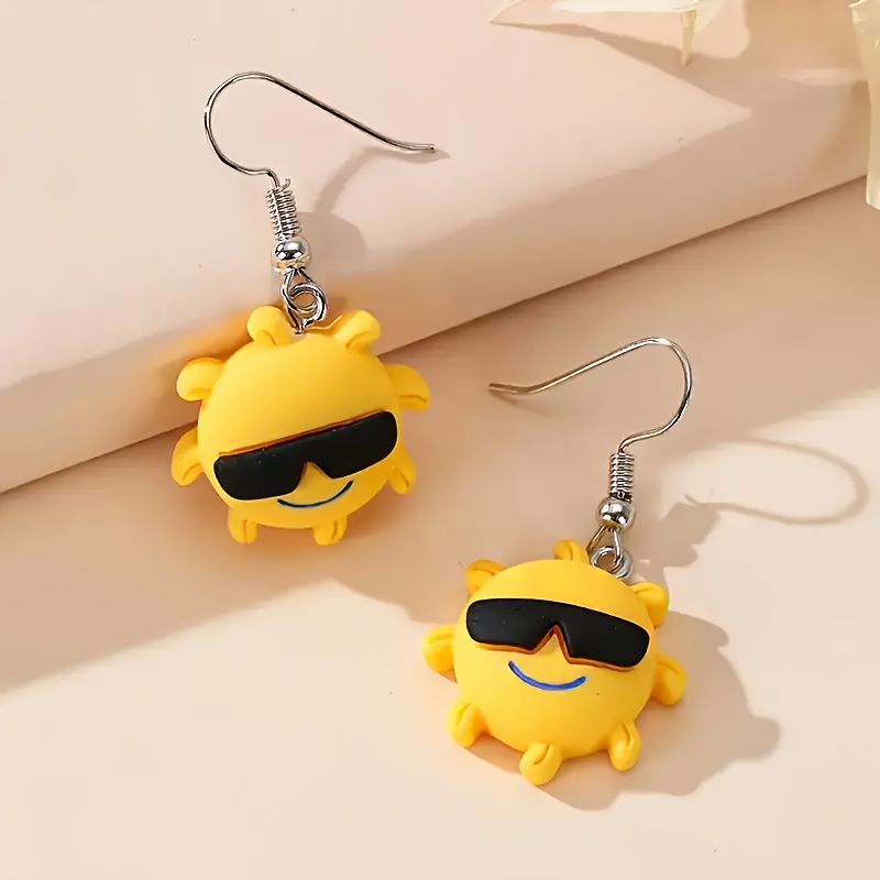 Cartoon Sun Drop & Dangle Earrings Fun Charm Accessories
